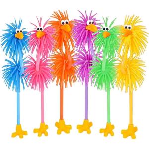 ArtCreativity Silly Rubber Bird Pens, Set of 6, Cute Cool Pens School Supplies for Kids, Fidget Fun Pen Black Ink, Prizes for Kids’ Classroom, Animal Party Favors, Gifts for Students from Teachers