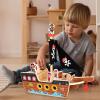 ArtCreativity Wooden Pirate Ship Toy Set for Kids – Pirate Play Set with Wood Ship, Cannon, Barrel, Treasure Chest, Bench, 4 Pirates – Toy Ship for Boys 3-5 – Pirate Gifts for Christmas