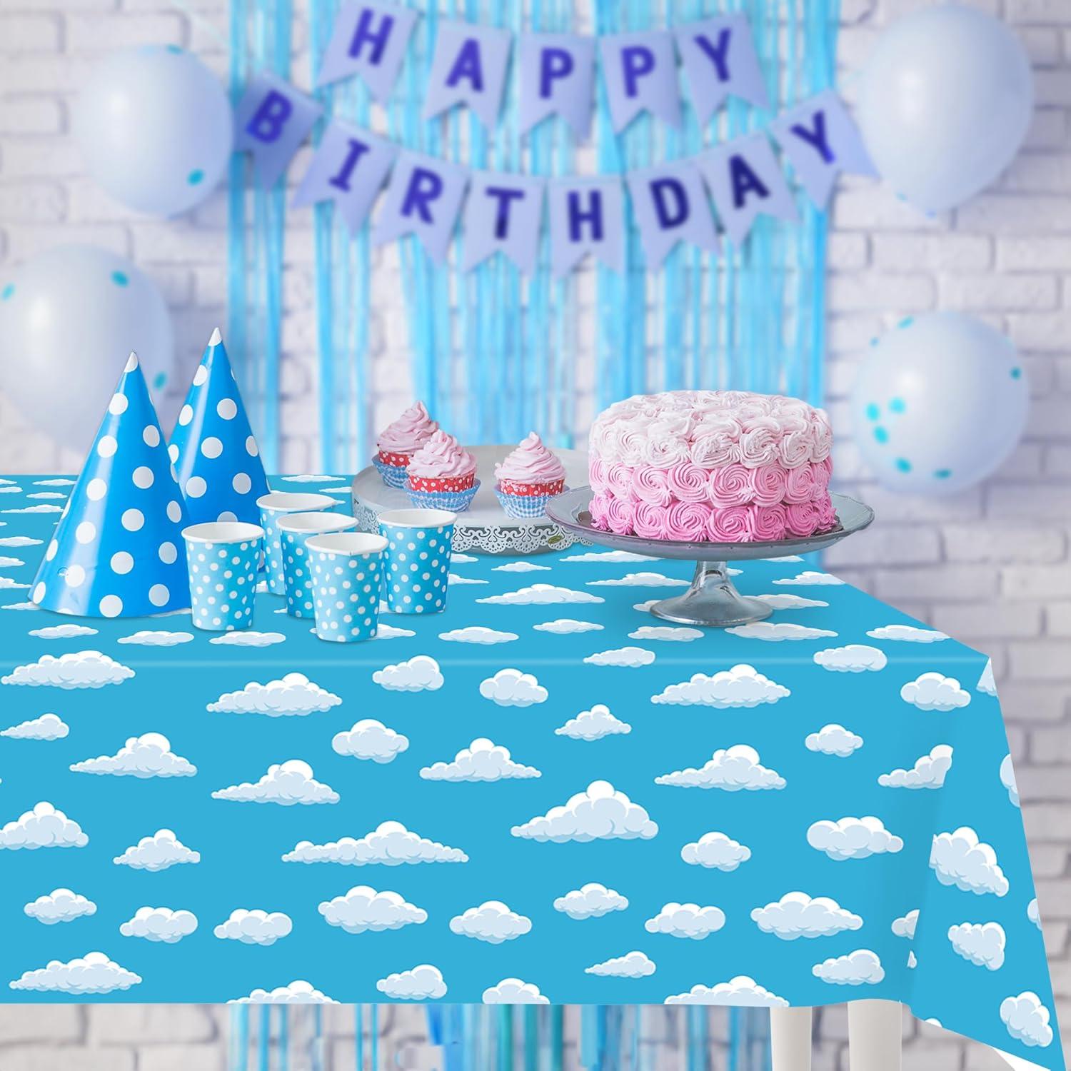 image:imageArtCreativity Cloud Tablecloth 6 Pack 54 x 108 Cloud Table Cover Birthday Party Tablecloth Set Disposable Tablecloths for Toy Story Party Decor