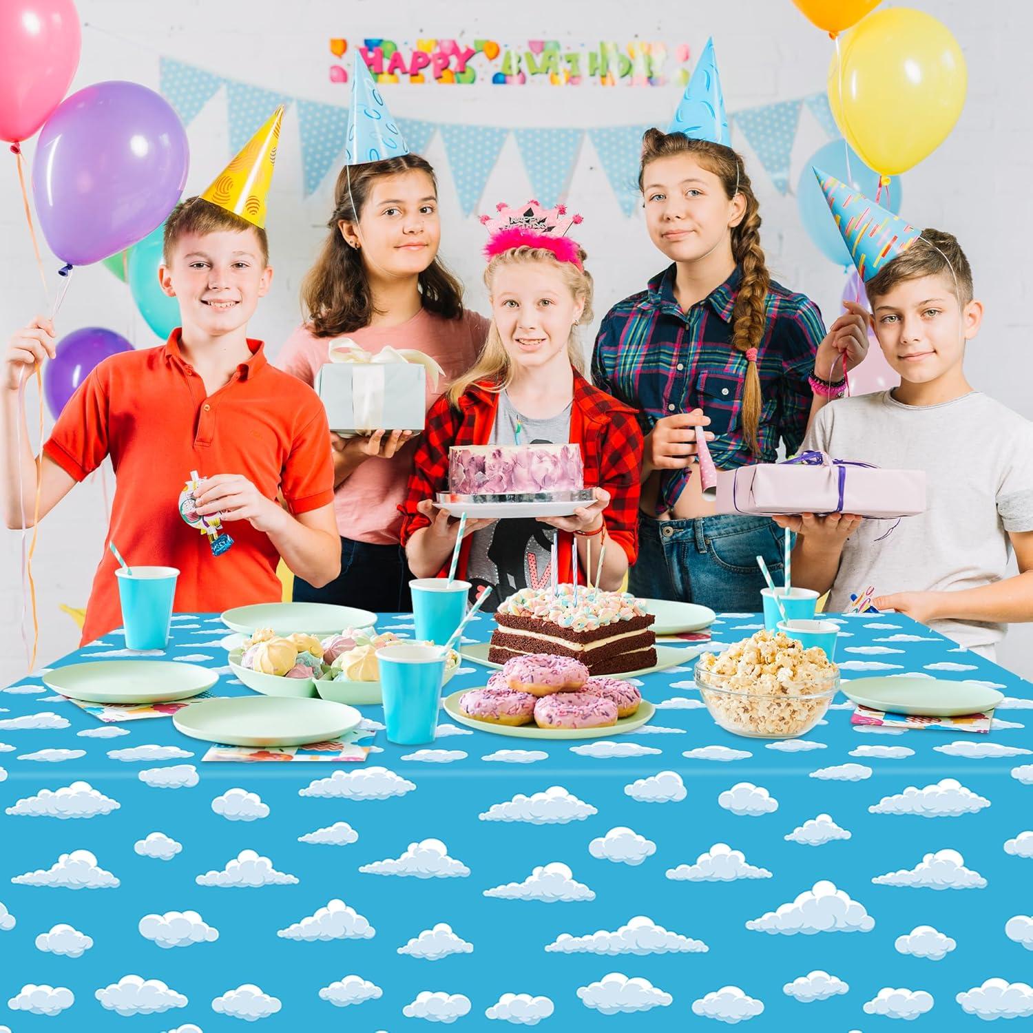 image:imageArtCreativity Cloud Tablecloth 6 Pack 54 x 108 Cloud Table Cover Birthday Party Tablecloth Set Disposable Tablecloths for Toy Story Party Decor