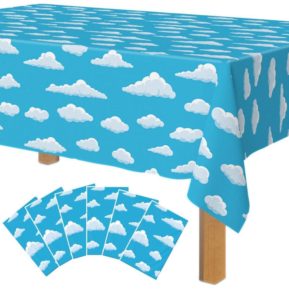 image:imageArtCreativity Cloud Tablecloth 6 Pack 54 x 108 Cloud Table Cover Birthday Party Tablecloth Set Disposable Tablecloths for Toy Story Party Decor