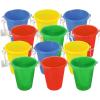 ArtCreativity 6 Inch Mini Plastic Beach Bucket and Shovel Set – Pack of 12 – Assorted Colors Buckets and White Shovels – Summer Beach Toys – Practical Gift, Party Favor and Prize