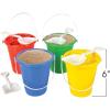 ArtCreativity 6 Inch Mini Plastic Beach Bucket and Shovel Set – Pack of 12 – Assorted Colors Buckets and White Shovels – Summer Beach Toys – Practical Gift, Party Favor and Prize