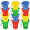 ArtCreativity 6 Inch Mini Plastic Beach Bucket and Shovel Set – Pack of 12 – Assorted Colors Buckets and White Shovels – Summer Beach Toys – Practical Gift, Party Favor and Prize