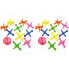 ArtCreativity Big Neon Jacks Game, 6 Sets, Each Set with 10 Plastic Jacks and 1 Marbleized Rubber Ball, Vintage Toys, Fun Activity for Kids, Birthday Party Favors for Boys and Girls(Small (Pack of 2))