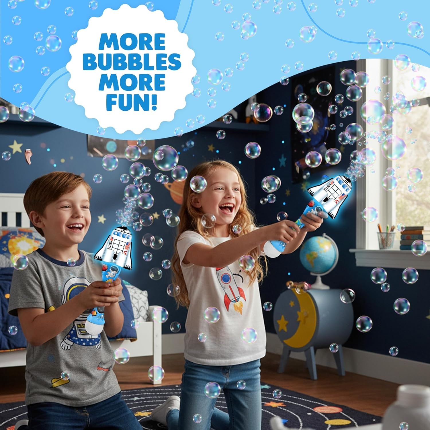 image:imageArtCreativity Space Shuttle Bubble Wand Handcrafted Space Toys with Bubbles Refill Solution Stickers Music amp Lights Kids Summer Outdoor Activity Birthday Party Favors Bubble Blower Machine