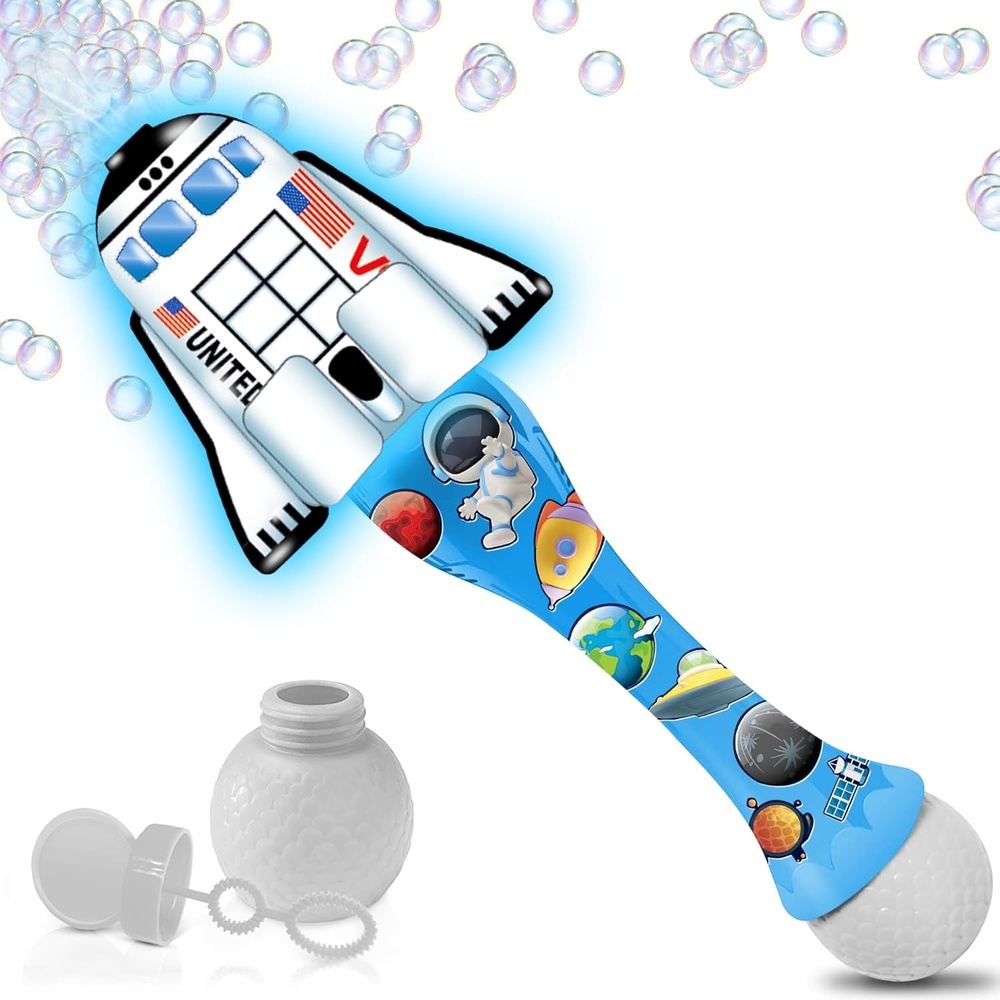 image:imageArtCreativity Space Shuttle Bubble Wand Handcrafted Space Toys with Bubbles Refill Solution Stickers Music amp Lights Kids Summer Outdoor Activity Birthday Party Favors Bubble Blower Machine