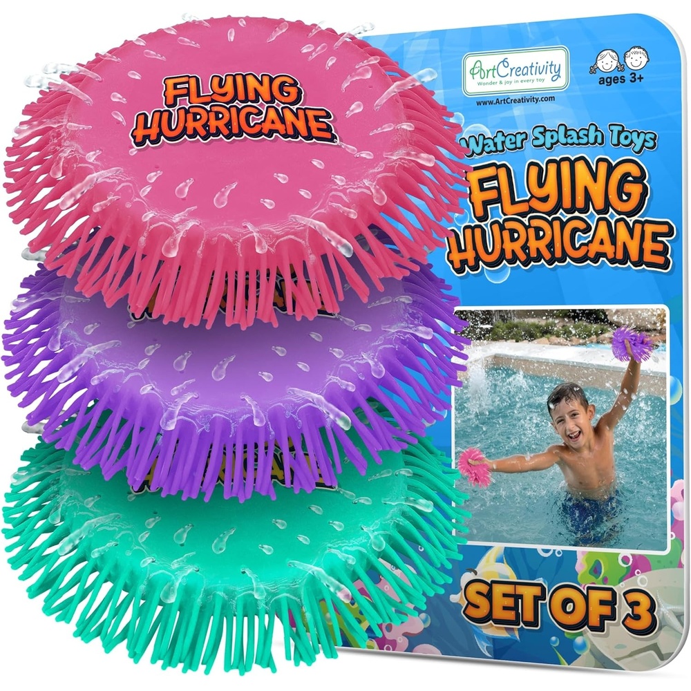 image:imageArtCreativity Splash Water Flying Disc Toys Set of 3 Water Splashing Flying Discs for Kids in 3 Bright Colors Backyard Games and Outdoor Summer Toys Water Toys for Kids and AdultsPink  Purple  Turquoise
