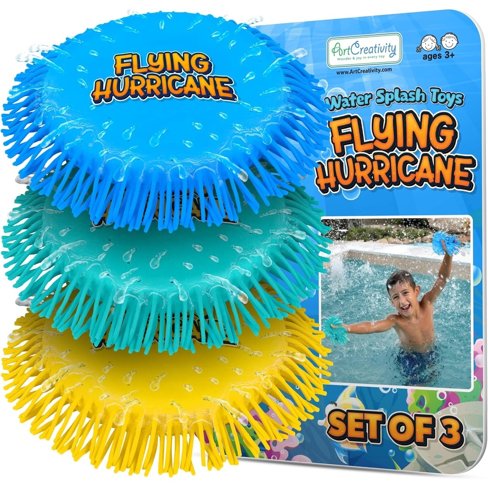image:imageArtCreativity Splash Water Flying Disc Toys Set of 3 Water Splashing Flying Discs for Kids in 3 Bright Colors Backyard Games and Outdoor Summer Toys Water Toys for Kids and AdultsBlue  Teal  Yellow
