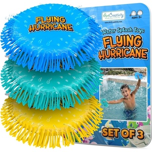ArtCreativity Splash Water Flying Disc Toys, Set of 3, Water Splashing Flying Discs for Kids in 3 Bright Colors, Backyard Games and Outdoor Summer Toys, Water Toys for Kids and Adults(Blue  Teal & Yellow)