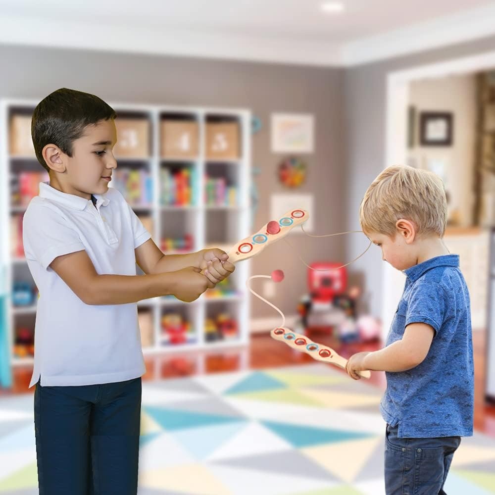 image:imageArtCreativity Wooden Flip Paddle Game Set of 2 Wood Paddle Toy with Red Ball on String Outdoor Toys for Boys and Girls Beach and Backyard Games for Kids and Adults Great Gift Idea Pack of 21233 inches tall