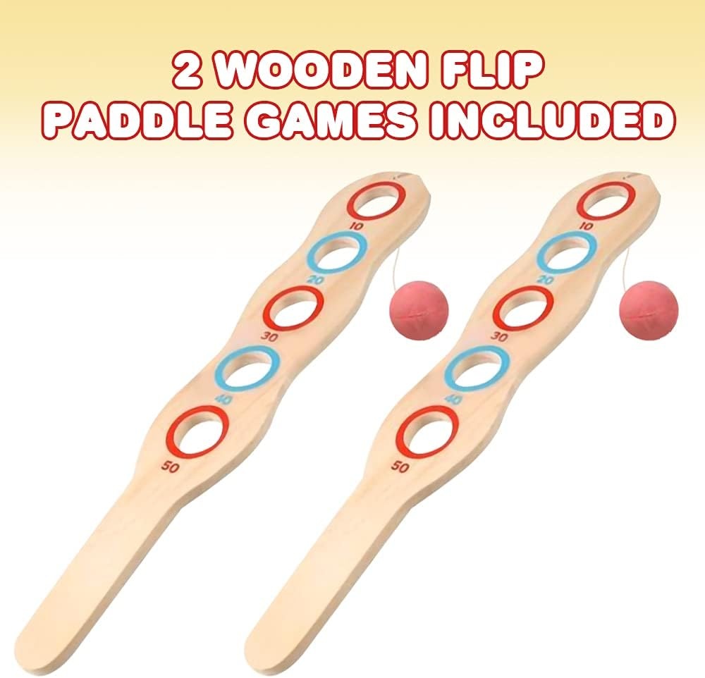 image:imageArtCreativity Wooden Flip Paddle Game Set of 2 Wood Paddle Toy with Red Ball on String Outdoor Toys for Boys and Girls Beach and Backyard Games for Kids and Adults Great Gift Idea Pack of 21233 inches tall