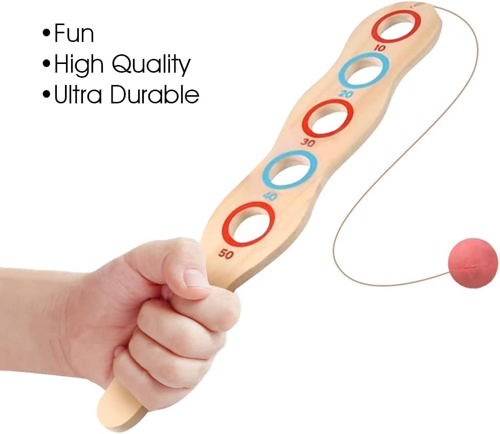 image:imageArtCreativity Wooden Flip Paddle Game Set of 2 Wood Paddle Toy with Red Ball on String Outdoor Toys for Boys and Girls Beach and Backyard Games for Kids and Adults Great Gift Idea Pack of 21233 inches tall