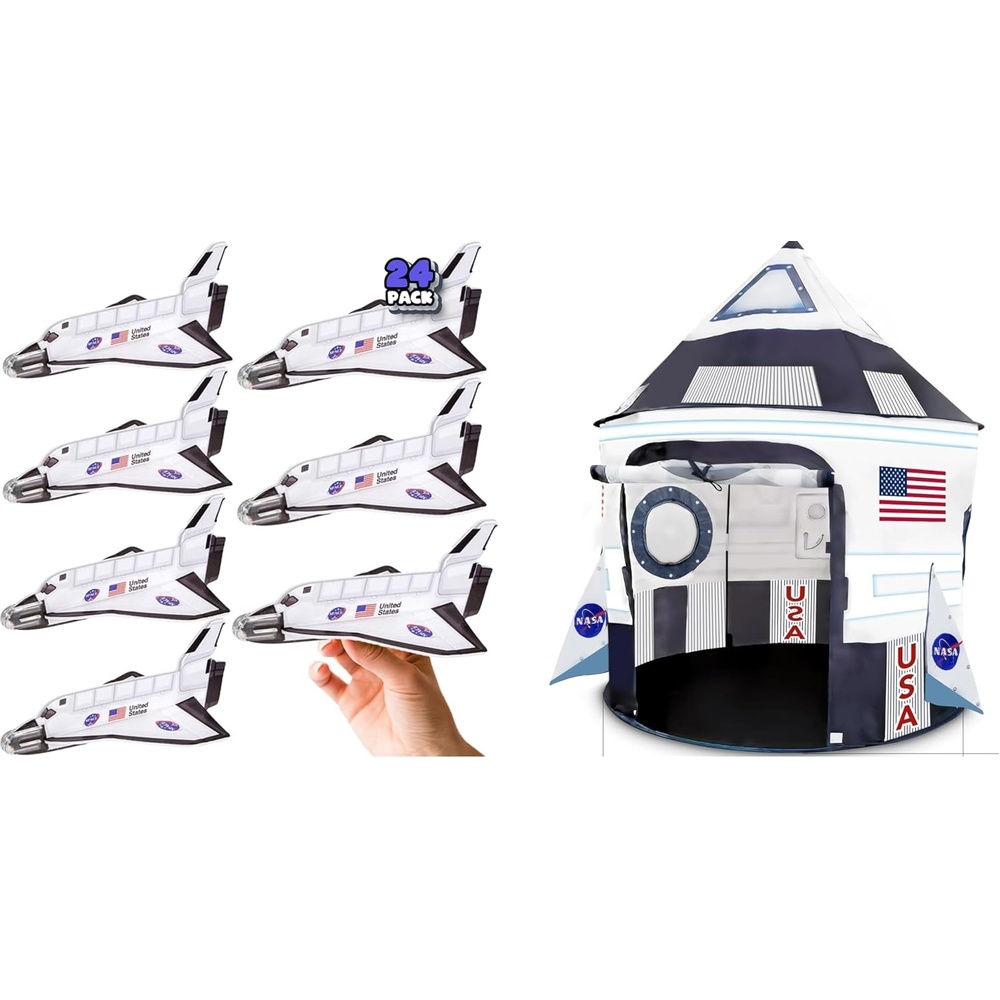 image:imageArtCreativity Space Party Set  Includes 24 Space Shuttle Gliders  1 Pop up Rocket Ship Tent
