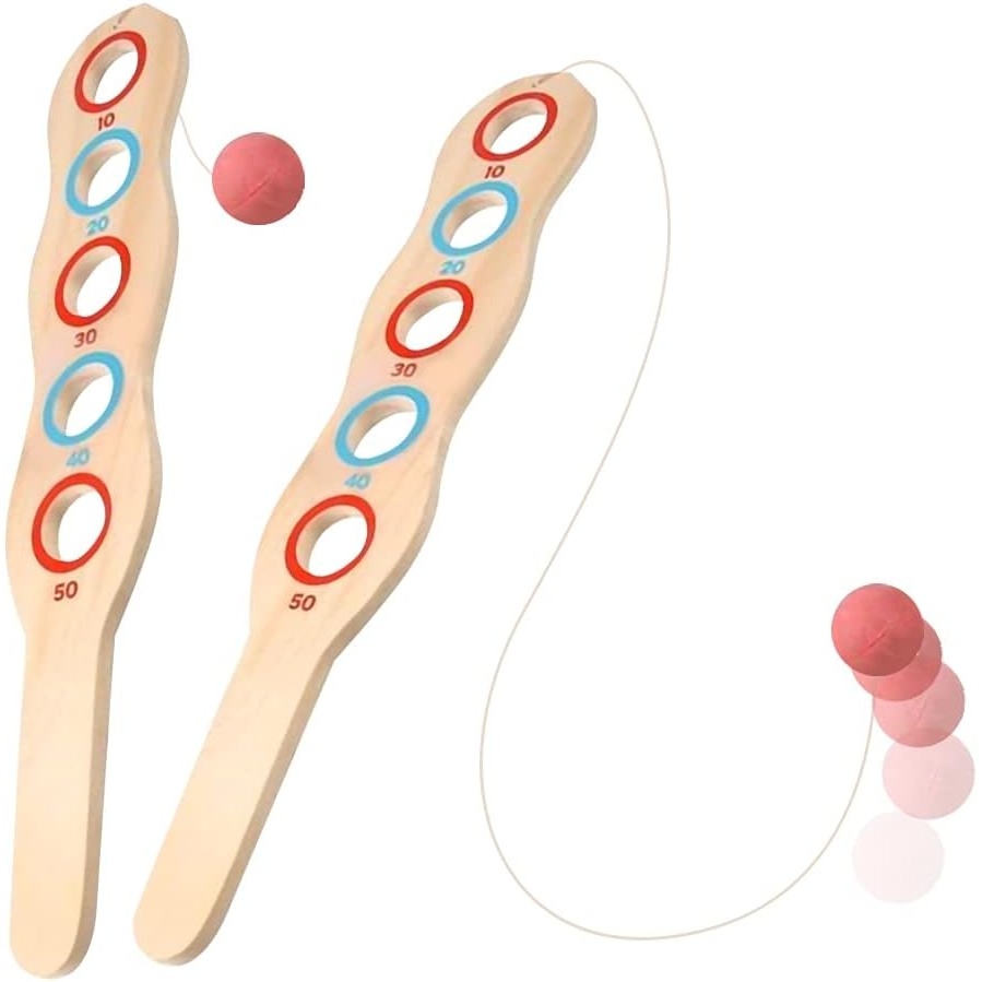 image:imageArtCreativity Wooden Flip Paddle Game Set of 2 Wood Paddle Toy with Red Ball on String Outdoor Toys for Boys and Girls Beach and Backyard Games for Kids and Adults Great Gift Idea Pack of 21233 inches tall