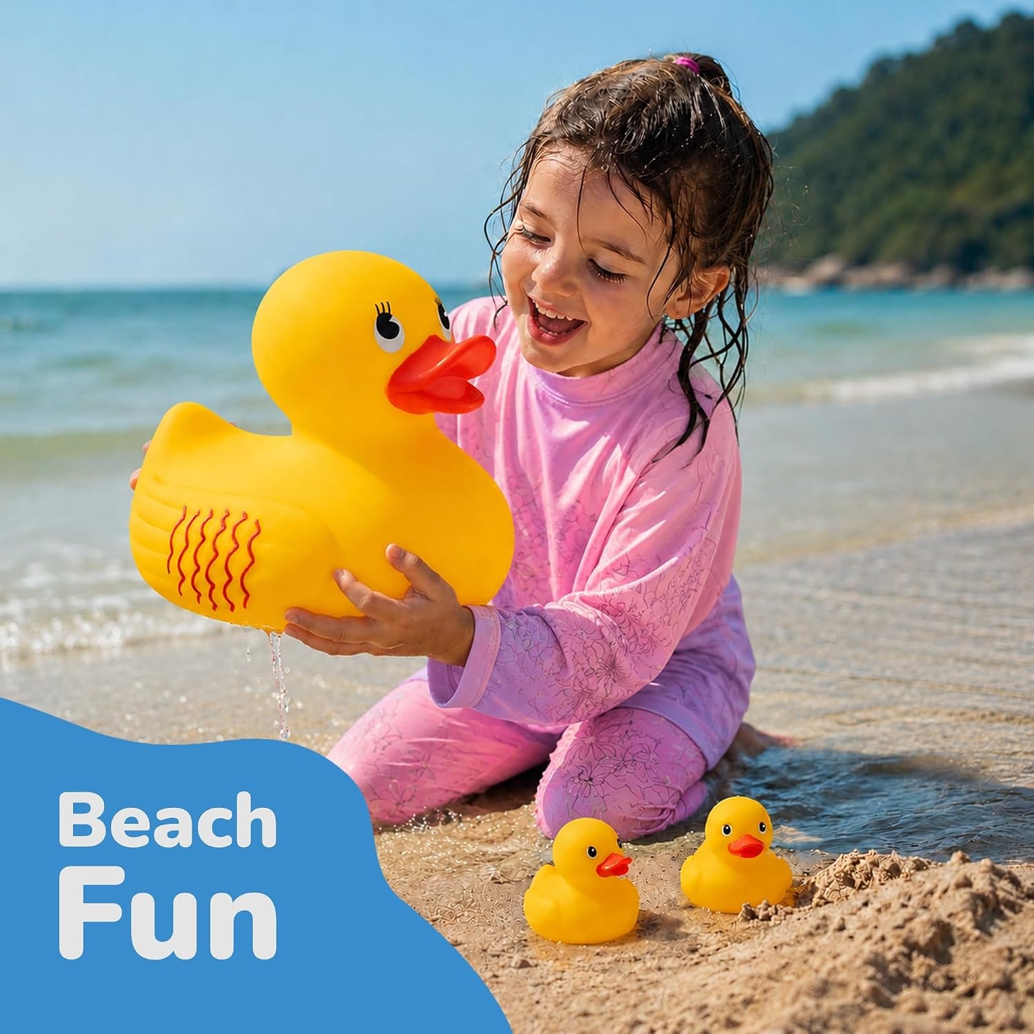 image:imageArtCreativity 10 Jumbo Rubber Duck Bath Toy 10 Inch Big Large Rubber Duck with 2 Mini Duckies Classic Yellow Giant Ducky Bath and Beach Toys for KidsYellow Giant Ducky