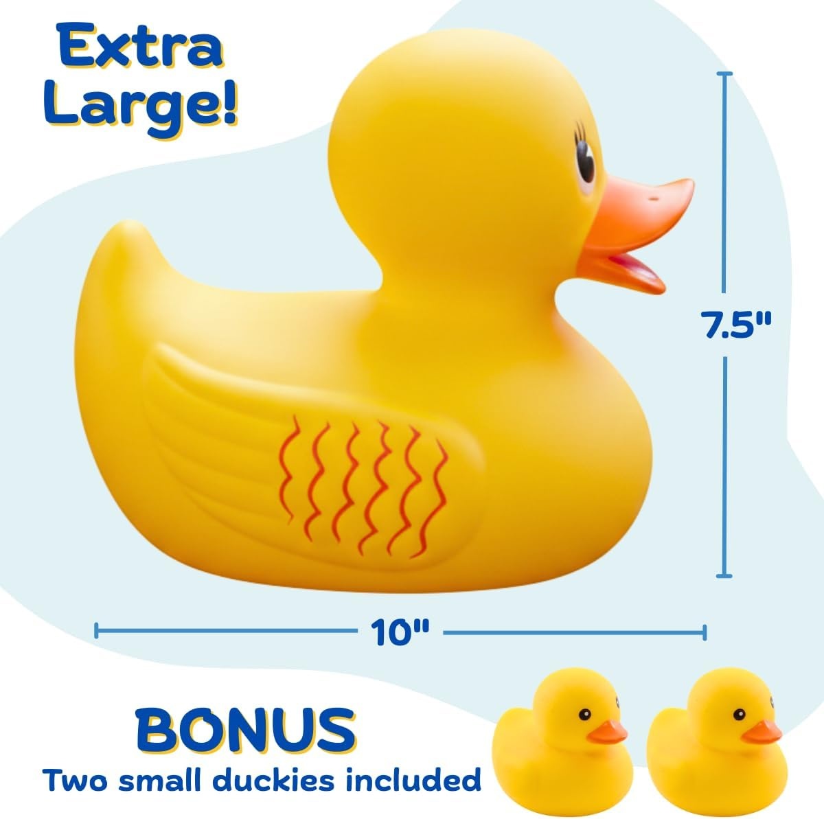 image:imageArtCreativity 10 Jumbo Rubber Duck Bath Toy 10 Inch Big Large Rubber Duck with 2 Mini Duckies Classic Yellow Giant Ducky Bath and Beach Toys for KidsYellow Giant Ducky