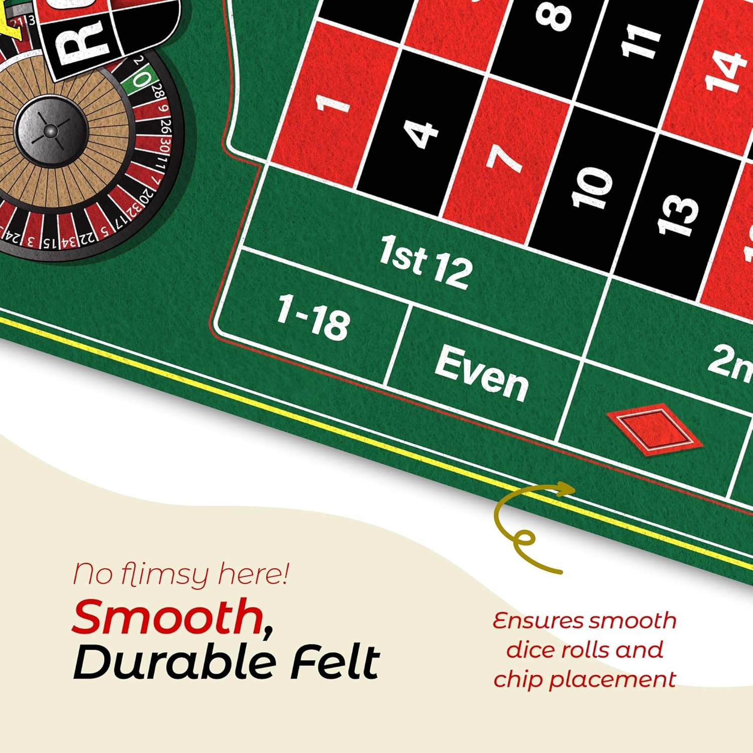 image:imageGamie Double Sided Felt Casino Mat 36 x 72 for Blackjack amp Texas Holdem Poker 2in1 Texas Holdem Poker Mat amp Blackjack Mat Professional Grade Poker Tabletop Mat with Instructions BookletCraps Roulette