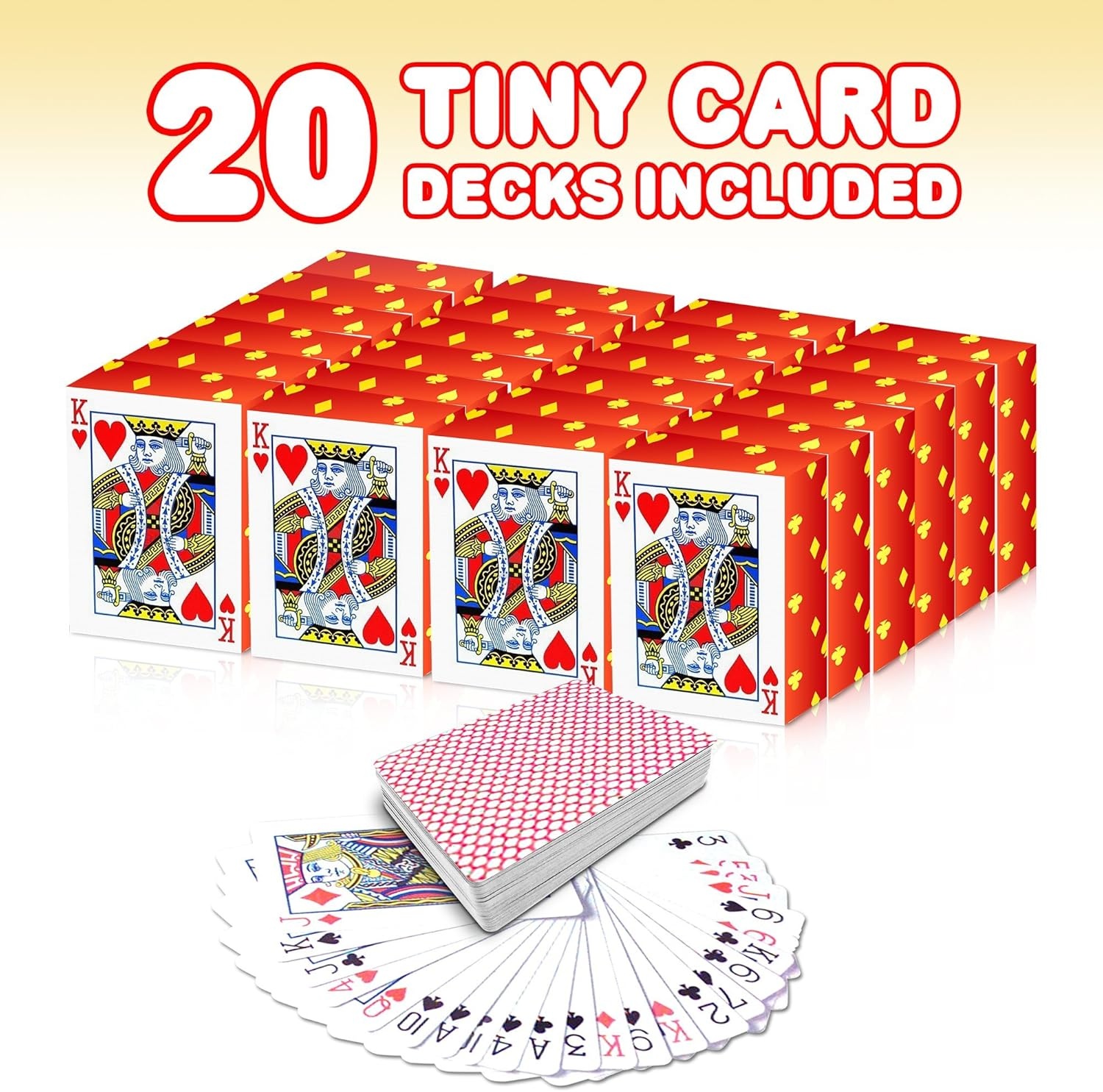 image:imageGamie Pack of 20 Mini Playing Cards Poker Mini Card Deck Miniature 15 Inch Card Set Small Casino Game Cards for Kids and Adults Great Novelty Gift Party Favor for Boys and Girls